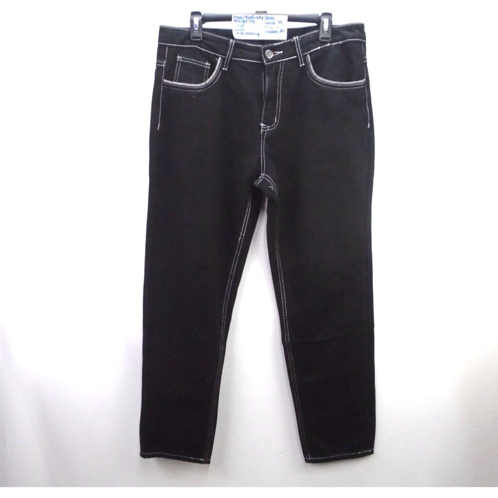 Manfinity Mens Streetwear Black Wide Leg Straight Size L (35x30) Jeans